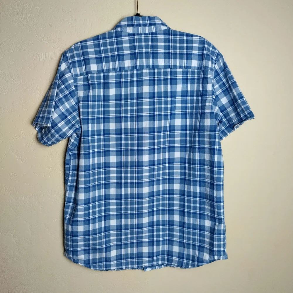 Columbia Shirt Mens size M  Blue Plaid Regular Fit Button Up Camp Casual Outdoor